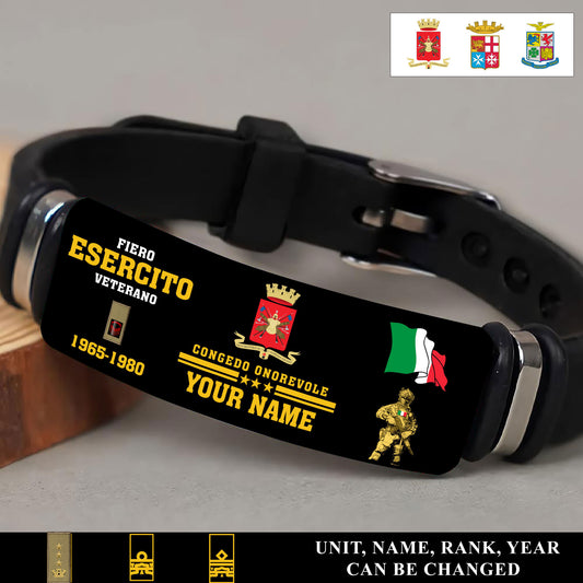 Personalized Italy Soldier/ Veteran With Rank, Name And Year Bracelet - 17538336