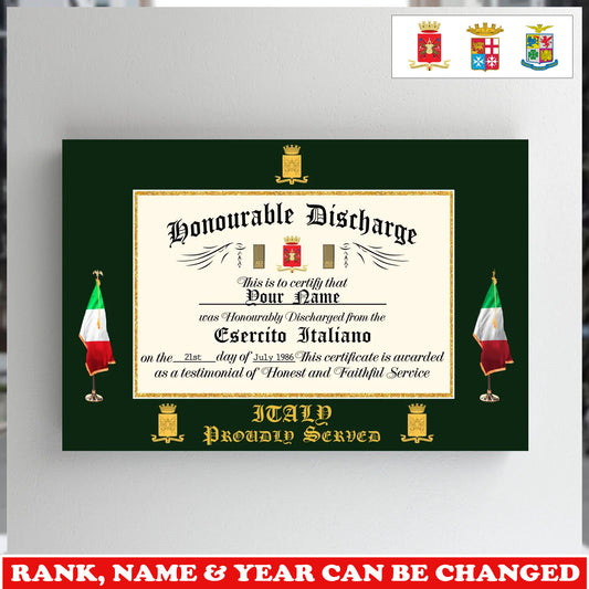 Personalized Italy Soldier/Veteran  with Rank, Name & Year Canvas - 17739648