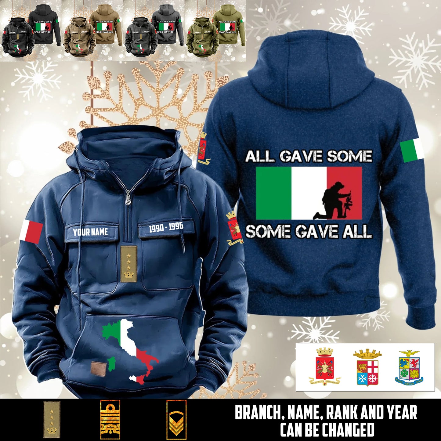 Personalized Italy Soldier/Veteran Vintage Hoodie All Over Printed - 1760400001