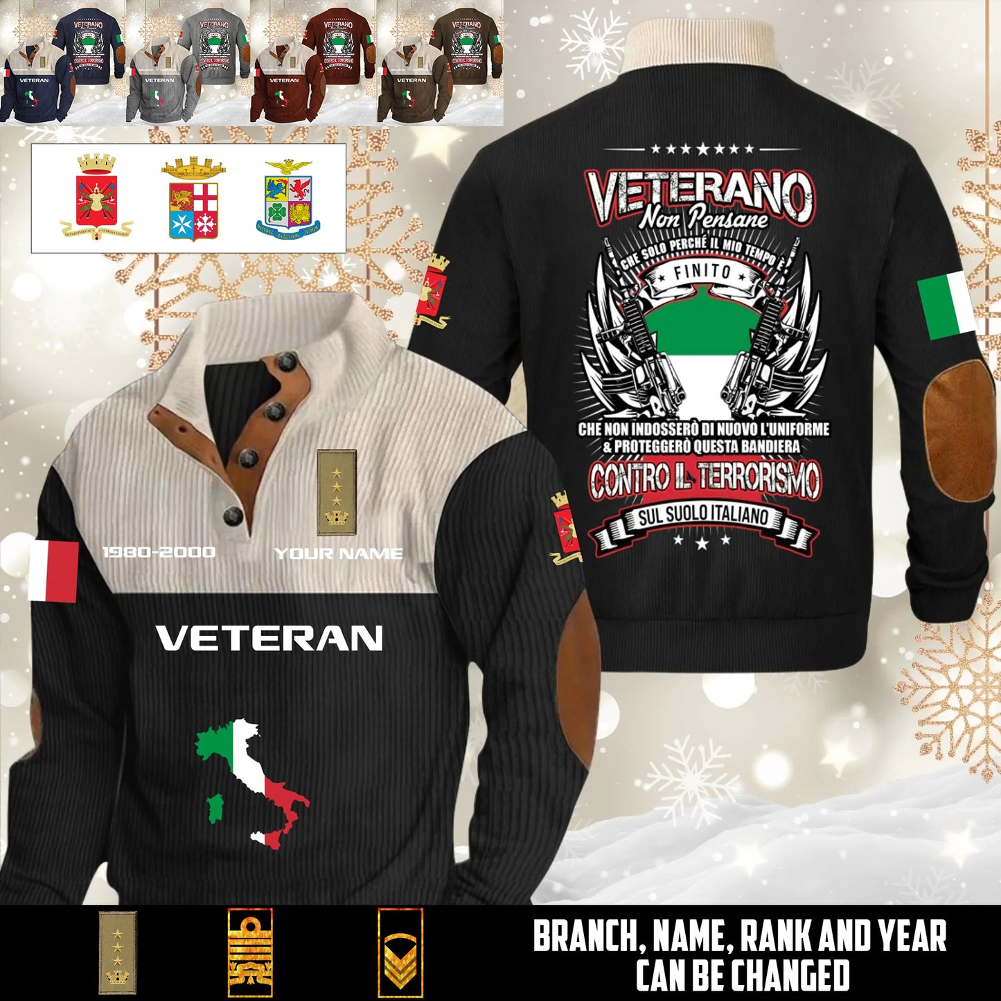 Personalized Italy Soldier/ Veteran With Name, Year And Rank Sports Sweatshirt - 17644608