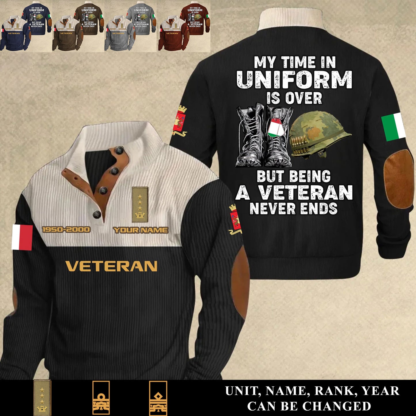 Personalized Italy Soldier/ Veteran With Name, Year And Rank Sports Sweatshirt - 17553024