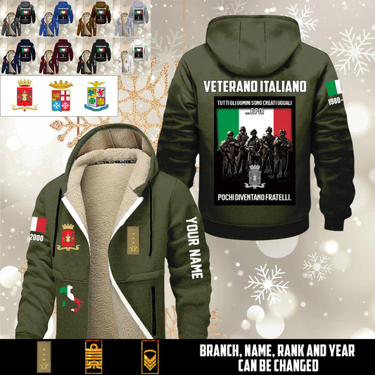 Personalized Italy Soldier/ Veteran With Name, Year And Rank Hoodie Zip Velvet Coat - 17636832