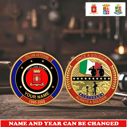 Personalized Italy Veteran/ Soldier With Name And Year Challenge Coin - 17742240