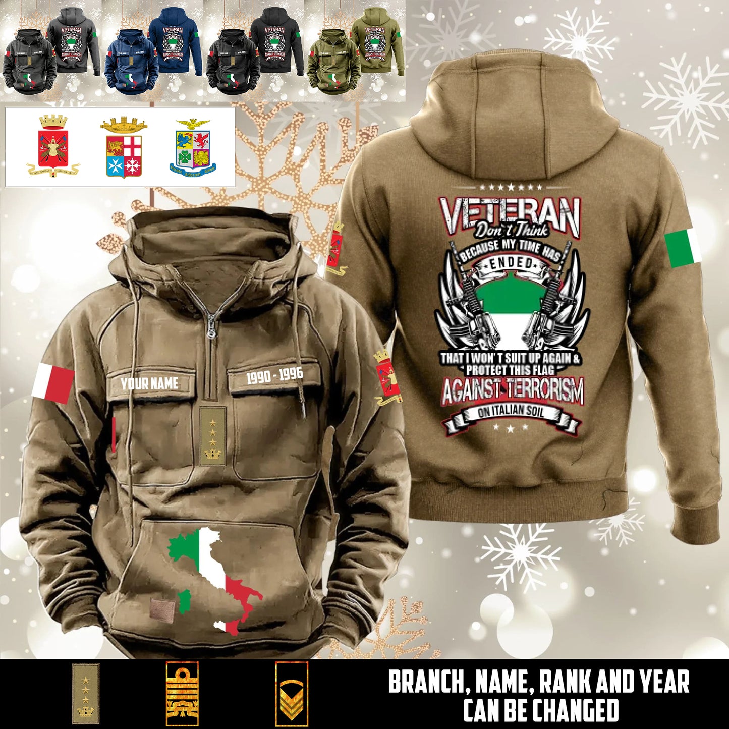 Personalized Italy Soldier/Veteran Vintage Hoodie All Over Printed - 1760572801