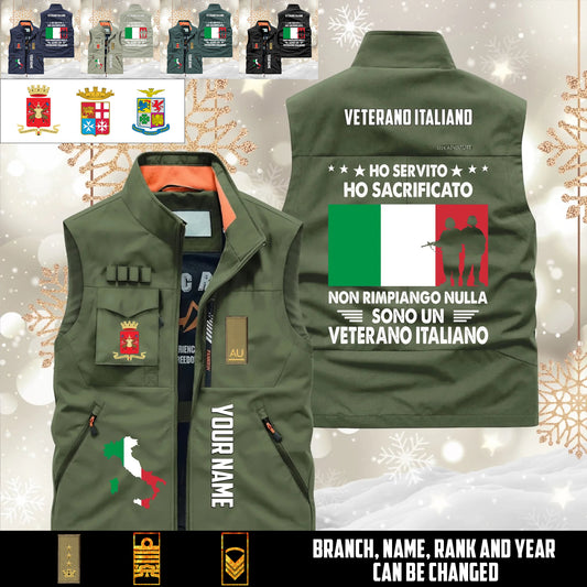 Personalized Italy Soldier/ Veteran With Name & Rank Sleeveless Jacket Multicolor - 17633376