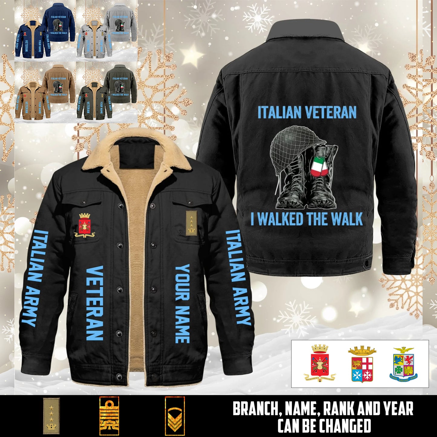 Personalized Italy Soldier/ Veteran With Name And Rank Cargo Fleece Jacket - 17593632