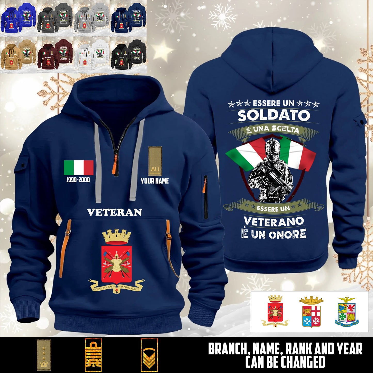 Personalized Italy Soldier/ Veteran With Name, Year And Rank Zip Hoodie Multicolor - 17563392