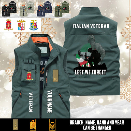 Personalized Italy Soldier/ Veteran With Name & Rank Sleeveless Jacket Multicolor - 17632512