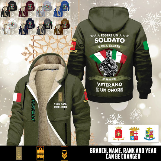 Personalized Italy Soldier/ Veteran With Name, Year And Rank Hoodie Zip Velvet Coat - 17564256