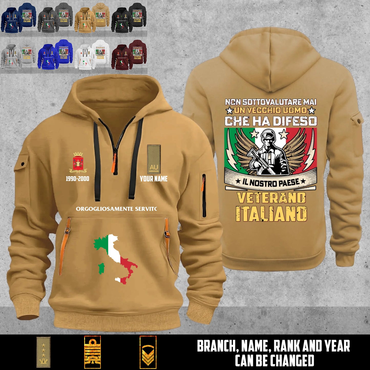 Personalized Italy Soldier/ Veteran With Name, Year And Rank Zip Hoodie Multicolor - 17667072