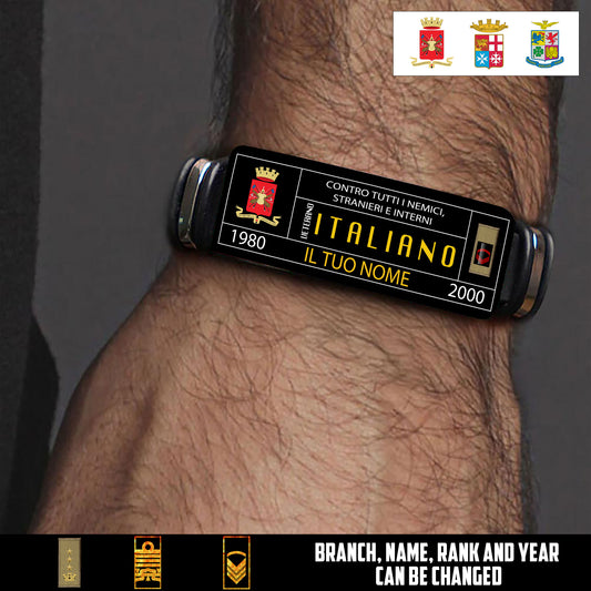 Personalized Italy Soldier/ Veteran With Rank, Name And Year Bracelet - 17638560