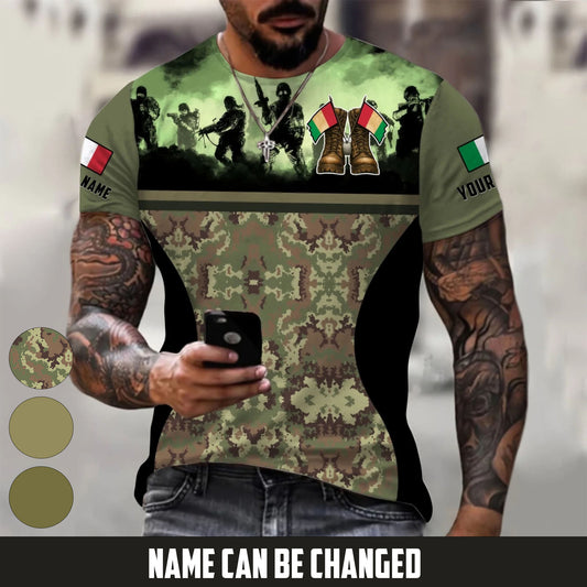 Personalized Italy Soldier/Veteran Camo with Name T-Shirt All Over Printed - 17664480