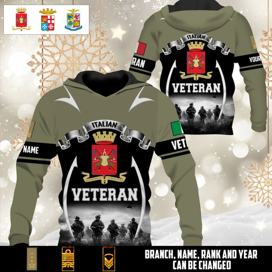 Personalized Italy Soldier/Veteran Camo with Name and Rank Hoodie All Over Printed - 17609184