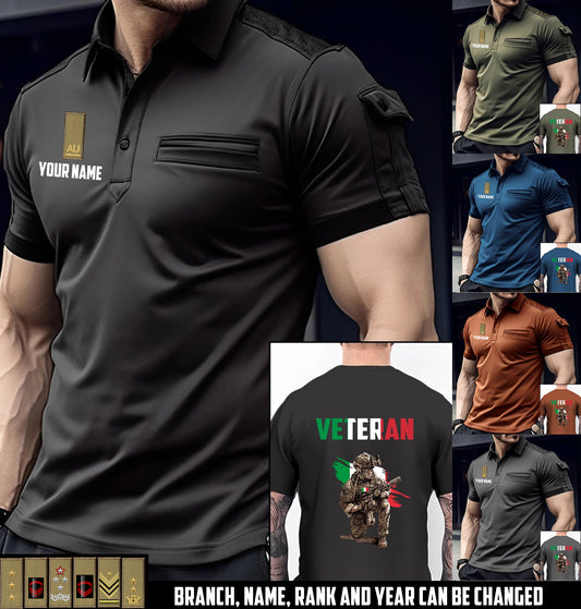 Personalized Italy Soldier/Veteran with Name and Rank Polo Shirt With Pocket - 17464032