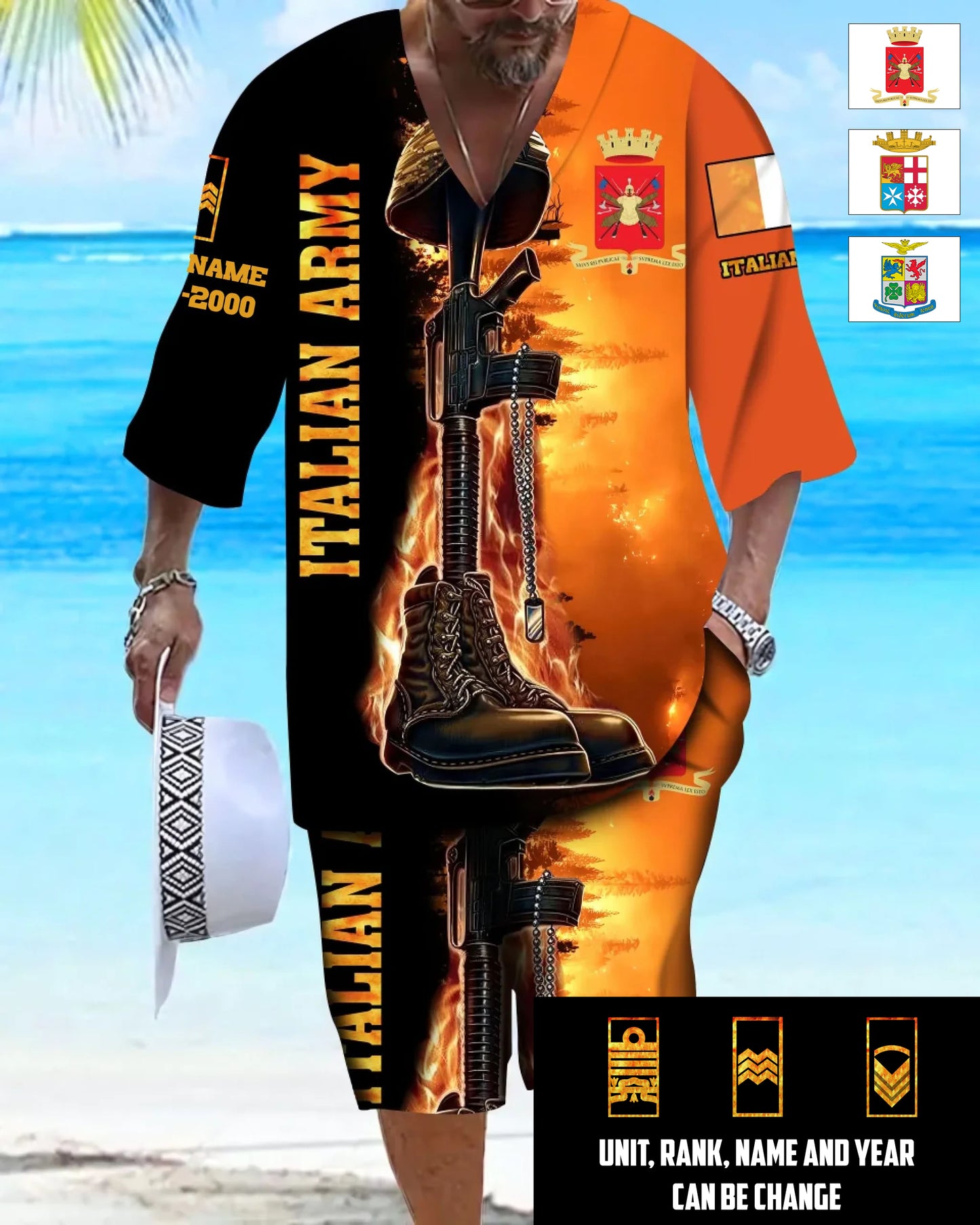 Personalized Italy Soldier/ Veteran With Name, Year And Rank Combo Top + Bottoms - 17284320