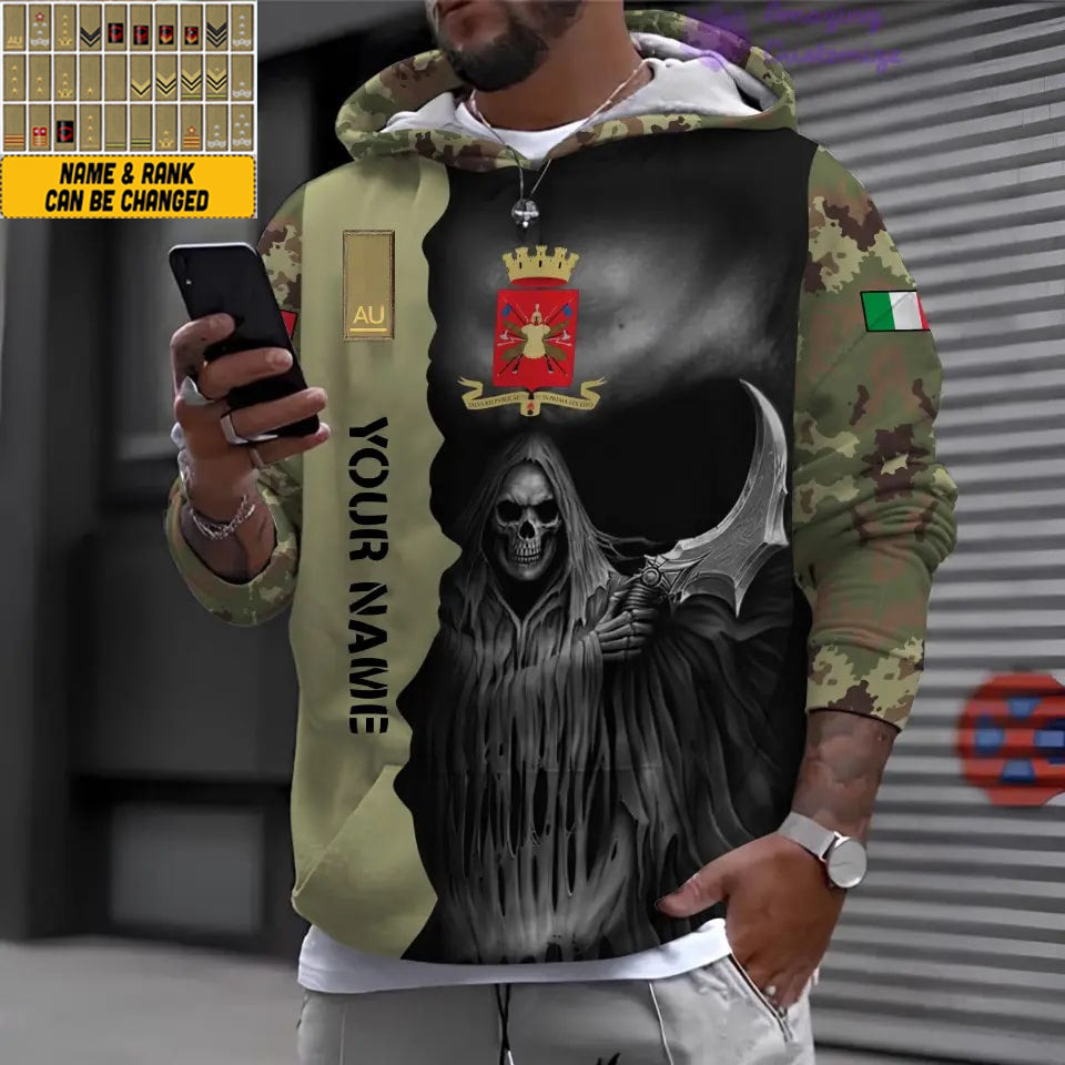 Personalized Italy Soldier/Veteran with Name and Rank 3D Hoodie All Over Printed - 2601240001QA