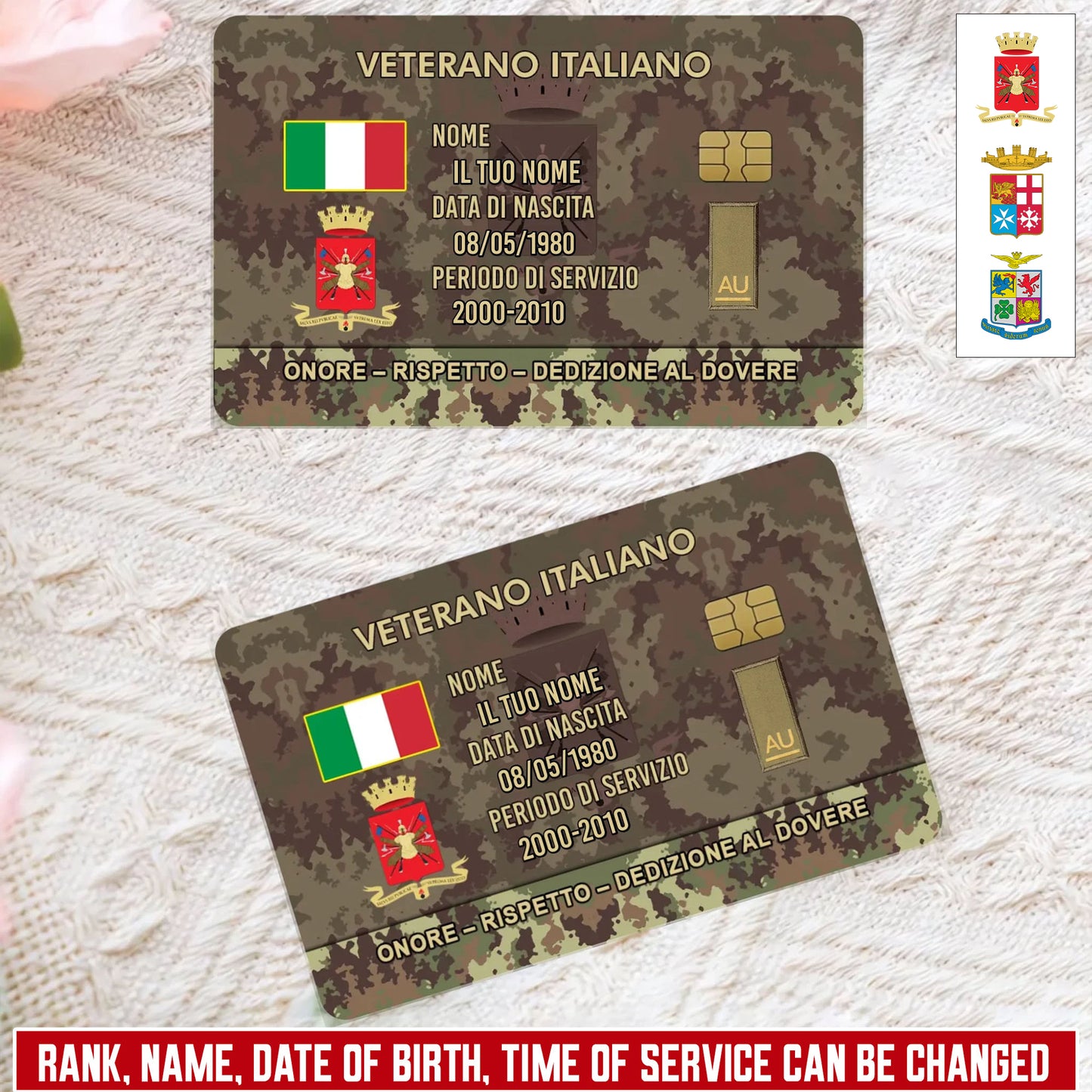 Personalized Italy Soldier/ Veteran With Rank, Name And Year Aluminum Wallet Card - 17637696