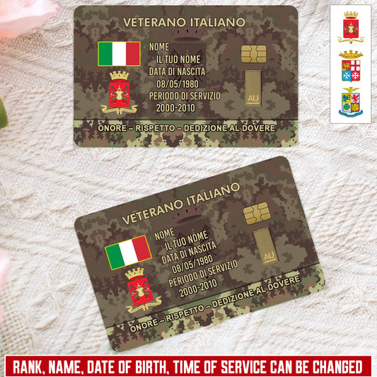 Personalized Italy Soldier/ Veteran With Rank, Name And Year Aluminum Wallet Card - 17637696
