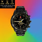 Personalized Italy  Soldier/ Veteran With Name, Rank and Year Black Stainless Steel Watch - 03052402QA - Gold Version