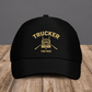Personalized Trucker baseball cap, Minimal Gold Emblem design with custom name