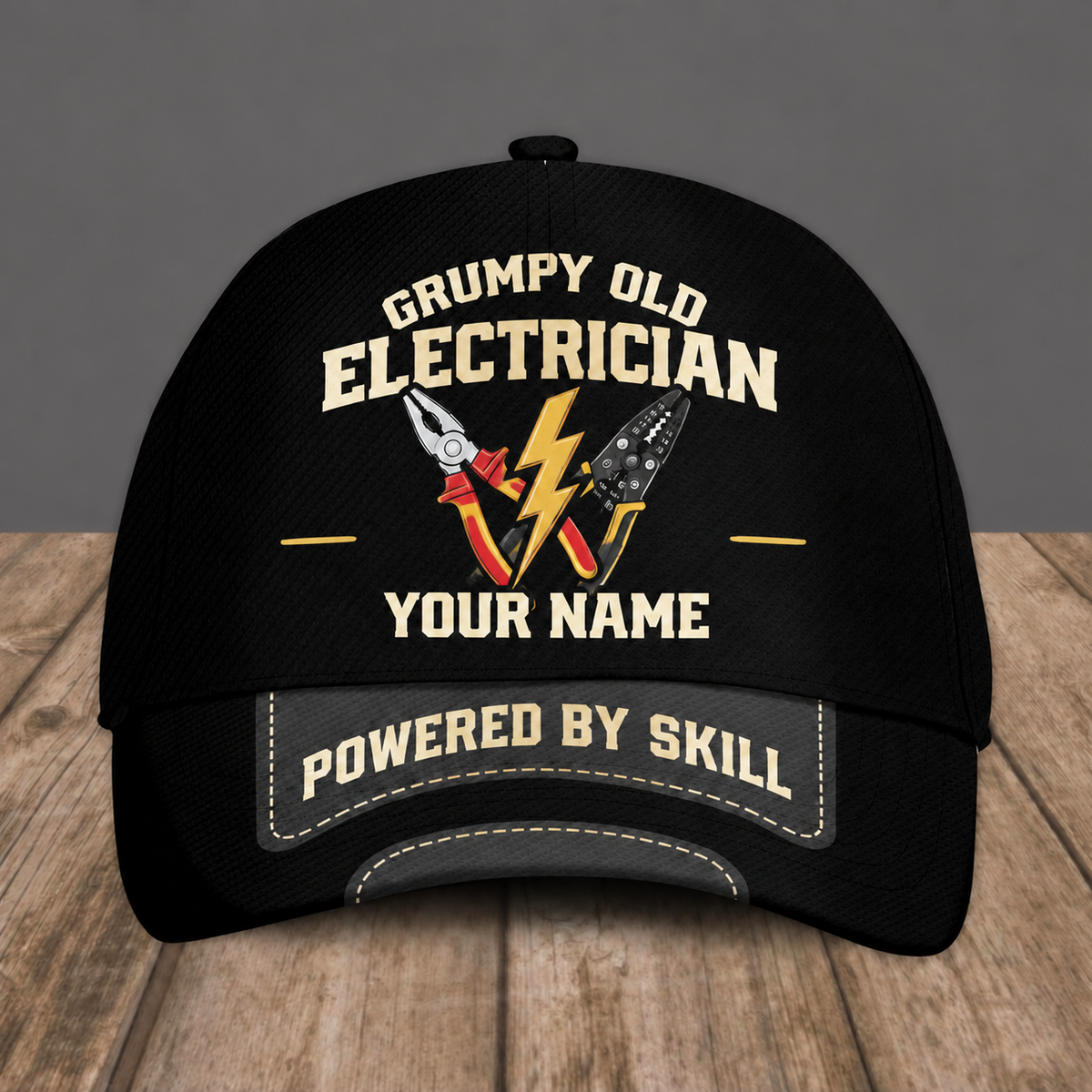 Personalized Electrician baseball cap, Grumpy Old design with custom name