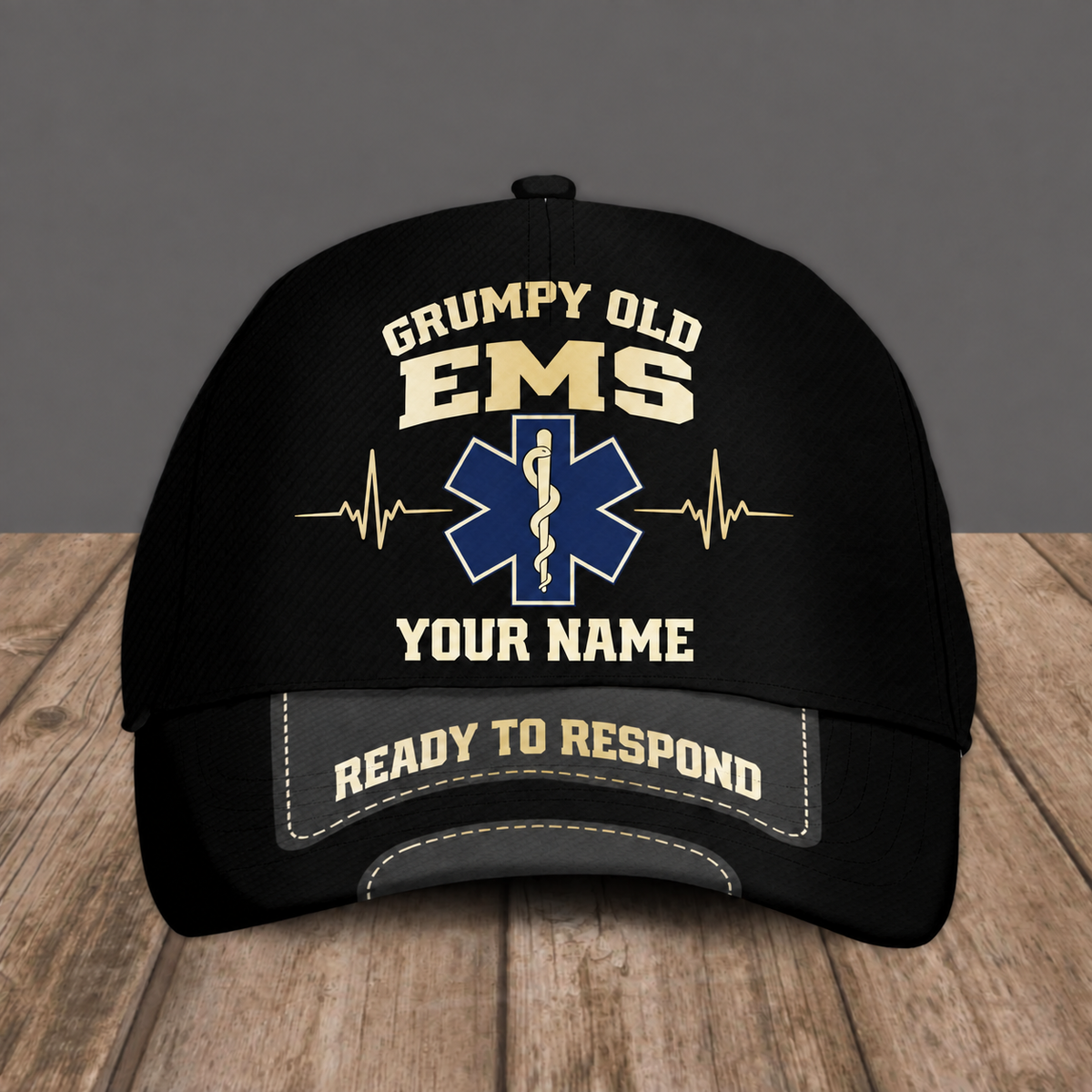 Personalized EMS baseball cap, Grumpy Old design with custom name