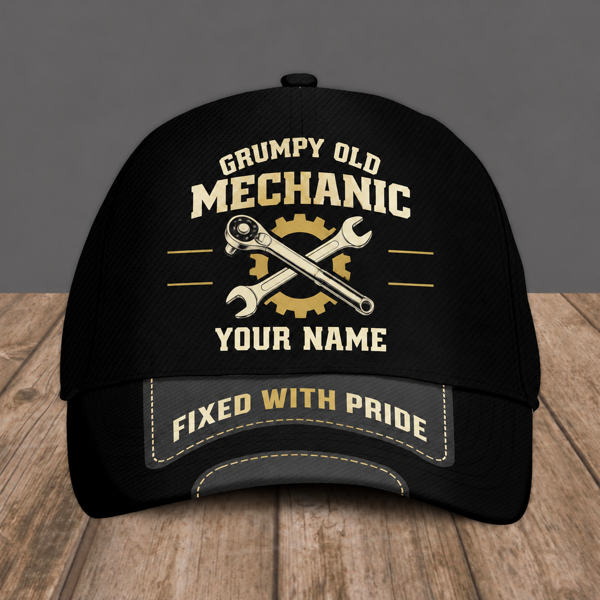 Personalized Mechanic baseball cap, Grumpy Old design with custom name