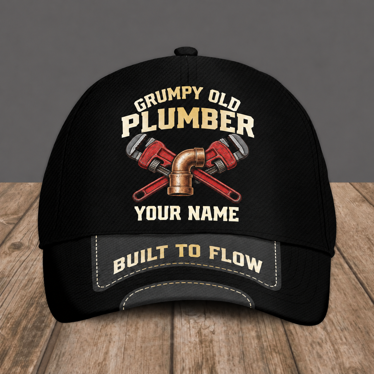 Personalized Plumber baseball cap, Grumpy Old design with custom name