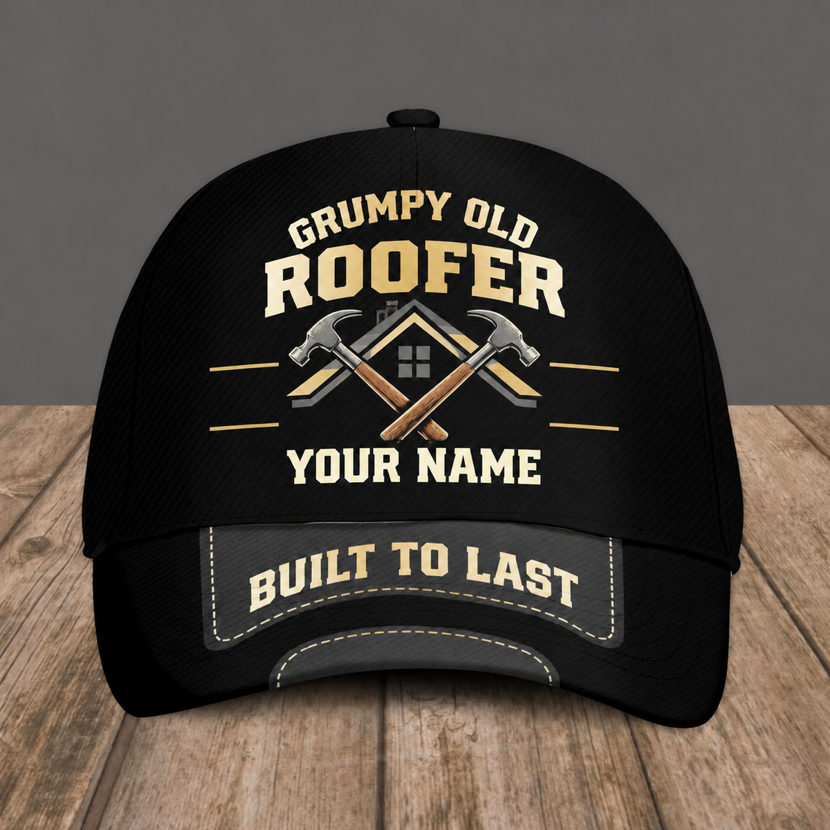 Personalized Roofer baseball cap, Grumpy Old design with custom name