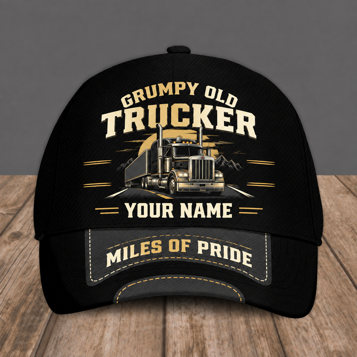 Personalized Trucker baseball cap, Grumpy Old design with custom name