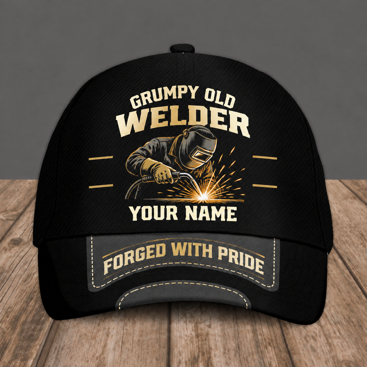 Personalized Welder baseball cap, Grumpy Old design with custom name