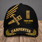 Personalized Carpenter baseball cap, Asymmetric Gold design with custom name