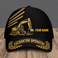 Personalized Excavator Operator baseball cap, Asymmetric Gold design with custom name