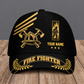 Personalized Fire Fighter baseball cap, Asymmetric Gold design with custom name