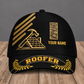 Personalized Roofer baseball cap, Asymmetric Gold design with custom name