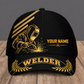 Personalized Welder baseball cap, Asymmetric Gold design with custom name