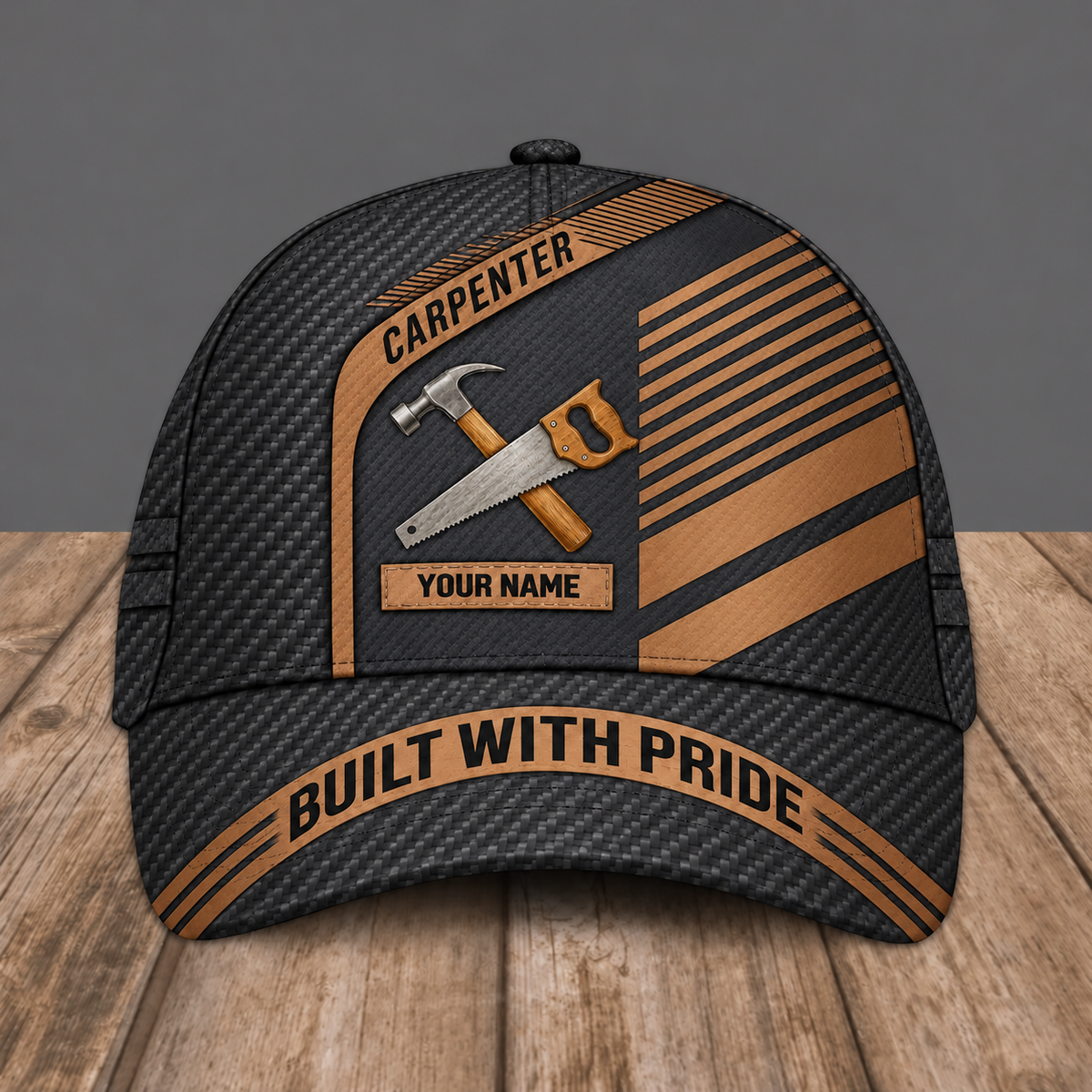 Personalized Carpenter baseball cap, Diagonal Workshop design with custom name
