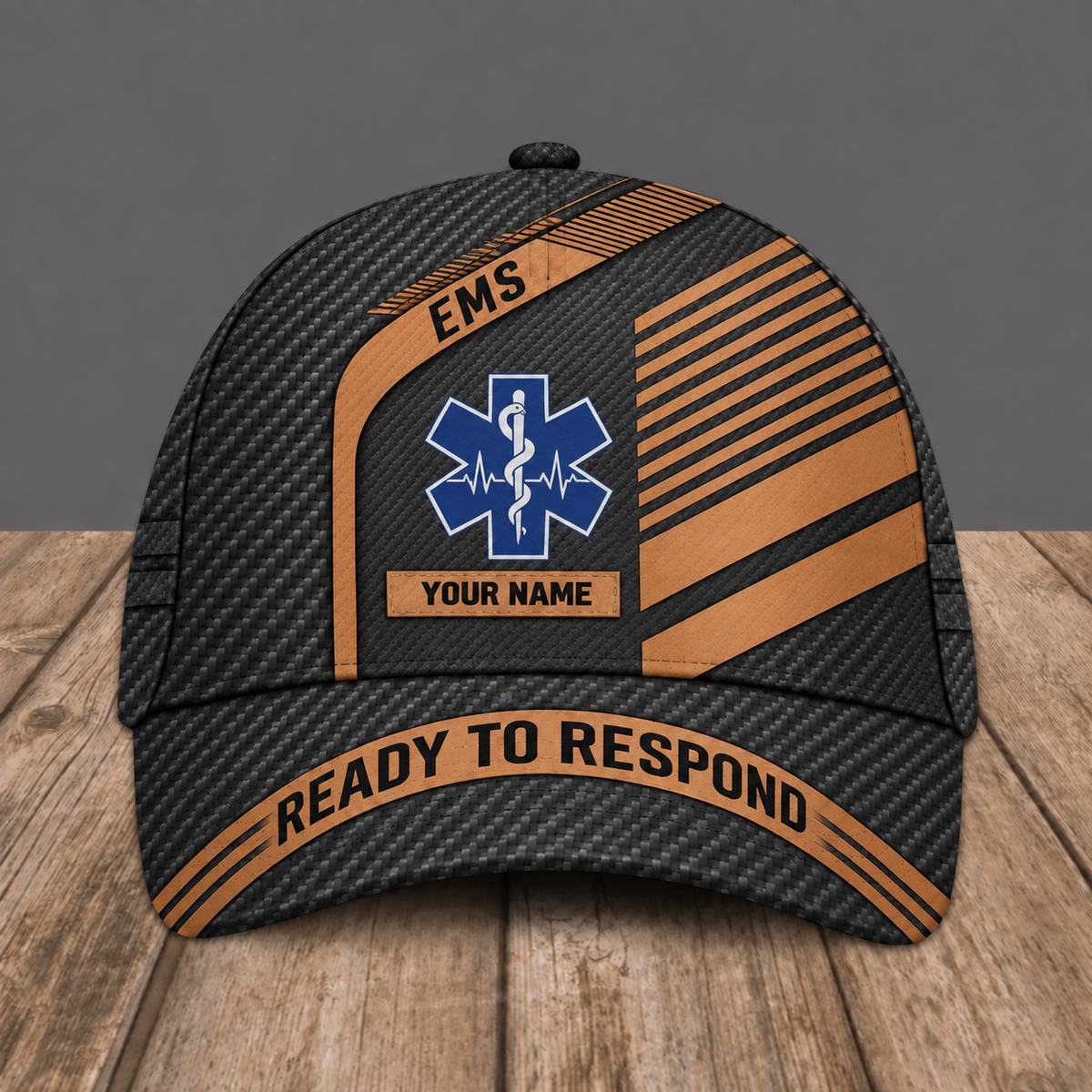 Personalized EMS baseball cap, Diagonal Workshop design with custom name