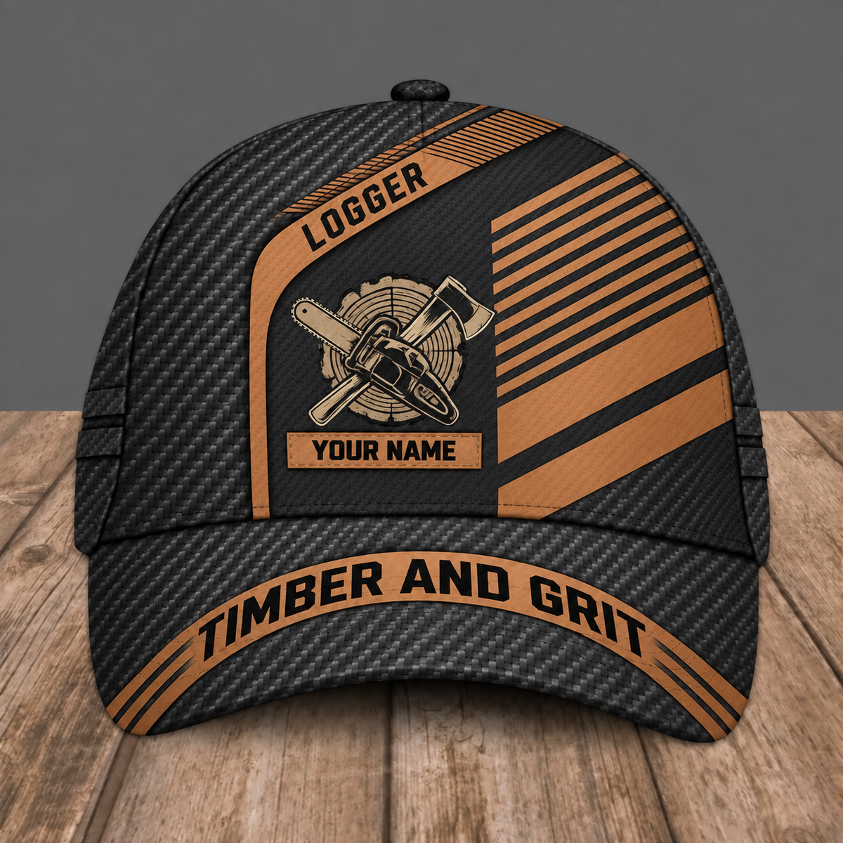 Personalized Logger baseball cap, Diagonal Workshop design with custom name