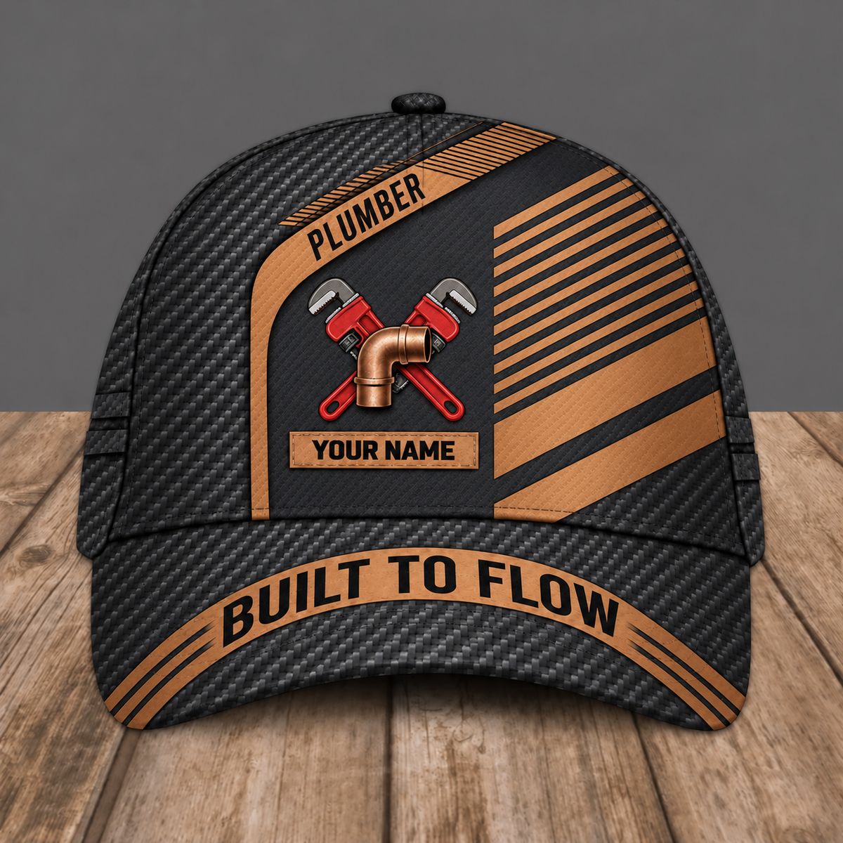 Personalized Plumber baseball cap, Diagonal Workshop design with custom name