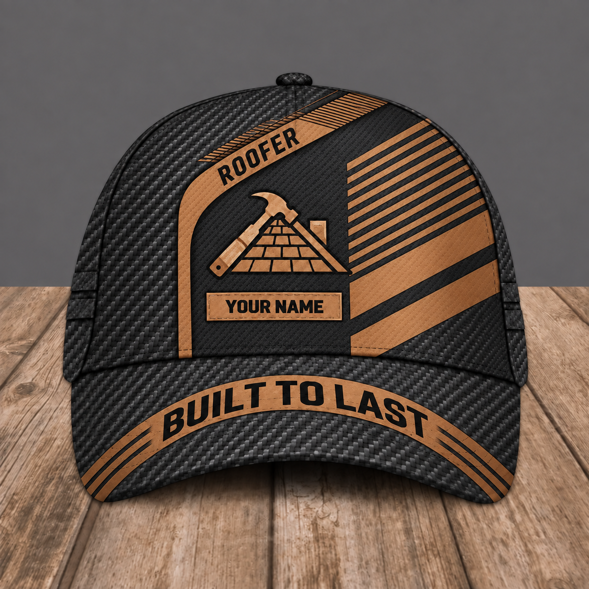 Personalized Roofer baseball cap, Diagonal Workshop design with custom name