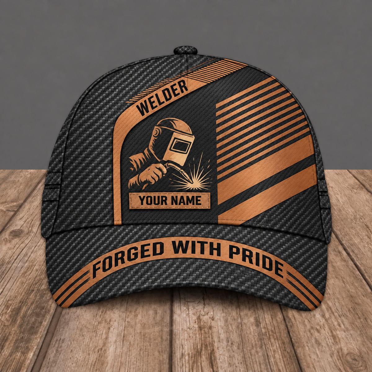 Personalized Welder baseball cap, Diagonal Workshop design with custom name