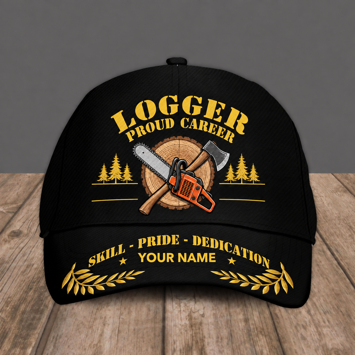Personalized Logger baseball cap, Proud Career design with custom name