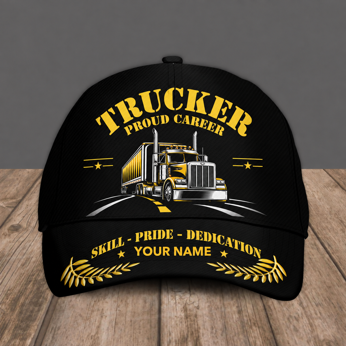 Personalized Trucker baseball cap, Proud Career design with custom name