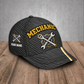 Personalized Mechanic baseball cap, Carbon Stripe design with custom name