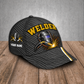 Personalized Welder baseball cap, Carbon Stripe design with custom name