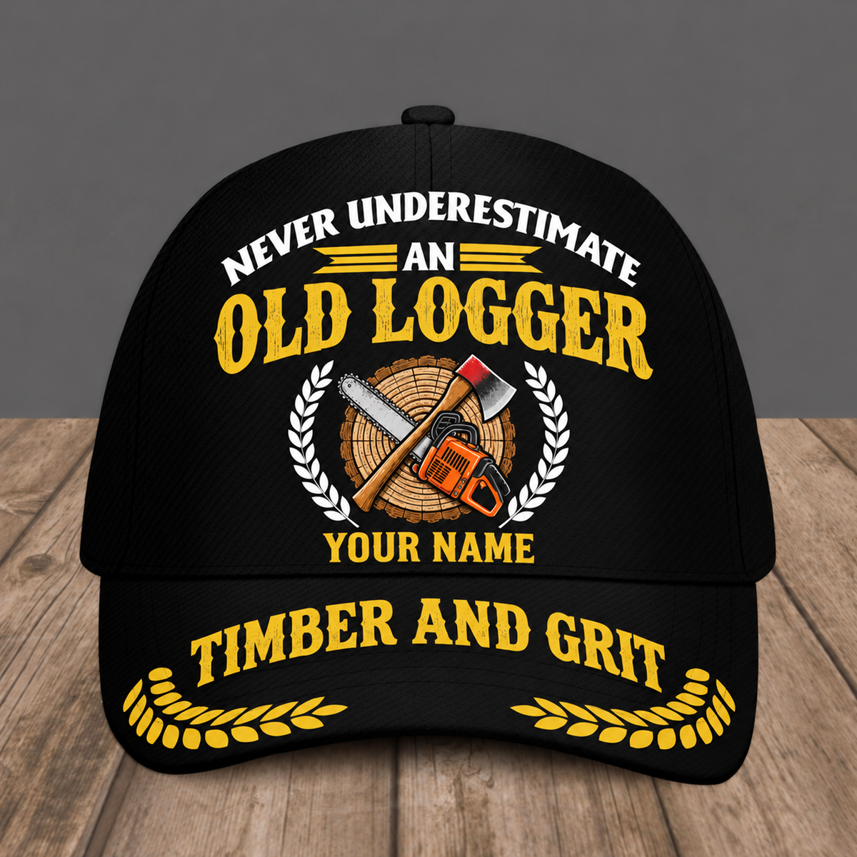 Personalized Logger baseball cap, Never Underestimate design with custom name