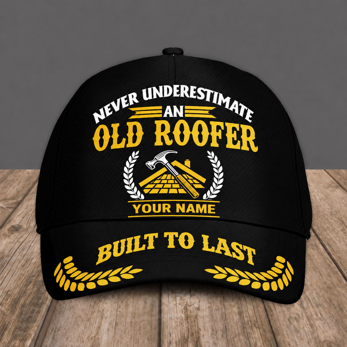 Personalized Roofer baseball cap, Never Underestimate design with custom name