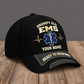 Personalized EMS Grumpy Old baseball cap, three-quarter view with custom name