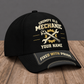 Personalized Mechanic Grumpy Old baseball cap, three-quarter view with custom name